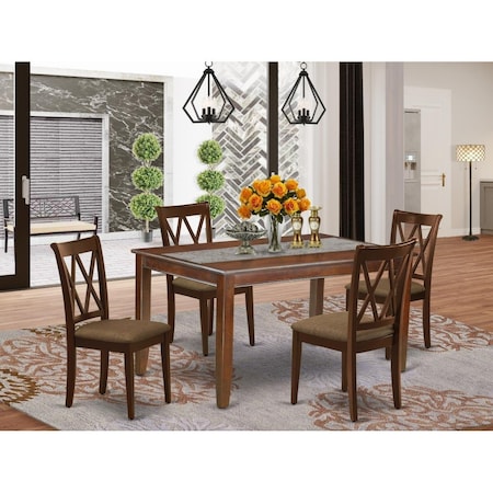 East West Furniture 5 Piece Dudley Dining Set - Mahogany DUCL5-MAH-C